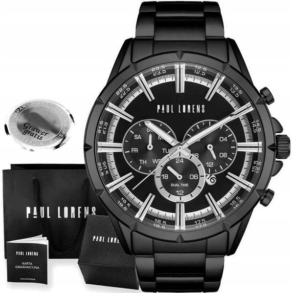 Zegarek męski Paul Lorens -LUXURY-1A5 Z GRAWEREM. Zegarki męskie Paul Lorens, bez wzorów. Za 229.00 zł.