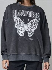 Bluza crewneck - szary. Szare bluzy damskie Sinsay, l, bez wzorów, bez ramiączek, bez kaptura. Za 79.99 zł.