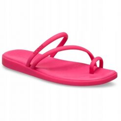 Klapki Dla Dorosłych Crocs Miami Toe Loop. Czarne klapki damskie Crocs, bez wzorów, z materiału, bez obcasa, bez zapięcia. Za 199.99 zł.