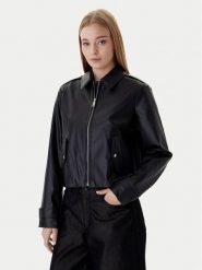 Calvin Klein Jeans Kurtka z imitacji skóry Moto LV047E501G Czarny Regular Fit. Czarne kurtki damskie Calvin Klein Jeans, l, bez wzorów, z jeansu, bez kaptura. Za 849.99 zł.