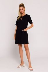 Czarna Mini Trapezowa Sukienka z Kieszonkami. Czarne sukienki damskie MOE, l, bez wzorów, z bawełny, bez kołnierzyka, bez ramiączek, mini, trapezowe. Za 283.90 zł.