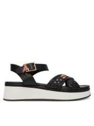 Patrizia Pepe Sandały PPJ392/31 Czarny. Czarne sandały damskie Patrizia Pepe, bez wzorów, ze skóry, bez obcasa, na płaskiej podeszwie, bez zapięcia. Za 579.99 zł.