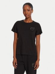 PINKO T-Shirt Nambrone 103320 A2RN Czarny Regular Fit. Czarne t-shirty damskie Pinko, xs, bez wzorów, z bawełny, bez kołnierzyka, bez ramiączek. Za 419.99 zł.