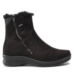 Botki Ara. Czarne botki damskie Ara, bez wzorów, z gore-texu, bez obcasa, na płaskiej podeszwie, bez zapięcia. Za 589.99 zł.