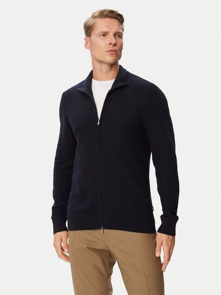 BOSS Kardigan H-Loretti 50565500 Granatowy Regular Fit. Niebieskie swetry męskie Boss, l, bez wzorów, z bawełny, bez kołnierzyka, bez ramiączek. Za 854.99 zł.