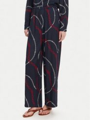 Tommy Hilfiger Spodnie materiałowe WW0WW44542 Granatowy Relaxed Fit. Niebieskie spodnie materiałowe damskie Tommy Hilfiger, bez wzorów, z materiału. Za 329.99 zł.