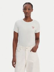 Guess T-Shirt W2YI44 J1314 Zielony Regular Fit. Zielone t-shirty damskie Guess, xs, z aplikacjami, z bawełny, bez kołnierzyka, bez ramiączek. Za 129.99 zł.