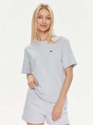 Lacoste T-Shirt TF7215 Błękitny Loose Fit. Niebieskie t-shirty damskie Lacoste, bez wzorów, z bawełny, bez kołnierzyka, bez ramiączek. Za 259.99 zł.