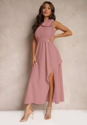 Ciemnoróżowa Sukienka Koktajlowa o Asymetrycznym Kroju na Jedno Ramię Ozdobiona Kokardą Vimorissa. Czerwone sukienki damskie Renee, na co dzień, m, bez wzorów, eleganckie, z asymetrycznym kołnierzem, bez ramiączek, maxi, asymetryczne. Za 74.99 zł.