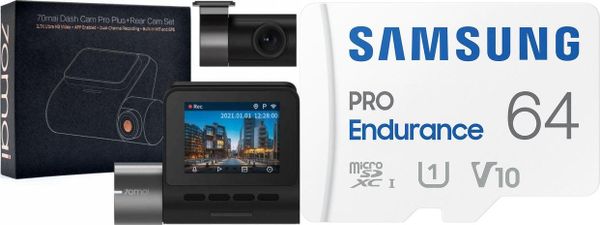 Wideorejestrator 70mai Wideorejestrator 70mai A500S Czarny + tylna kamera RC06 + Karta Samsung PRO Endurance 2022 MicroSDXC 64 GB Class. Wideorejestratory 70mai. Za 669.00 zł.