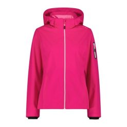 Kurtka damska turystyczna CMP 39A5016. Czerwone kurtki sportowe damskie CMP, l, bez wzorów, z softshellu, bez ramiączek, z kapturem, trekkingowe. Za 404.20 zł.