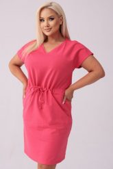 Koralowa dresowa sukienka Bianca PLUS SIZE XXL WIOSNA. Pomarańczowe sukienki damskie Moda Size Plus Iwanek, na co dzień, na wiosnę, l, bez wzorów, z bawełny, eleganckie, bez kołnierzyka, plus size, bez ramiączek, midi, proste. Za 239.90 zł.