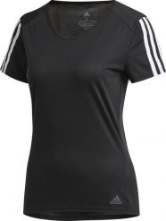 Adidas Koszulka damska Run 3 Stripes Tee czarna r. XS (CZ7569). Czarne bluzki damskie Adidas, xs, bez wzorów, bez kołnierzyka, bez ramiączek. Za 81.00 zł.