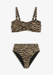 Bikini balkonetka z połyskującego materiału (komplet 2-cz.). Czarne bikini bonprix, bez wzorów. Za 99.99 zł.