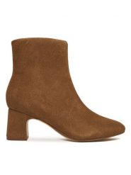 Clarks Botki Fernie Zip 26182938 Brązowy. Brązowe botki damskie Clarks, bez wzorów, ze skóry, bez obcasa, na słupku, bez zapięcia. Za 309.99 zł.