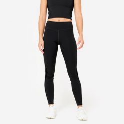 Legginsy fitness damskie Domyos. Czarne legginsy damskie DOMYOS, bez wzorów, z elastanu. Za 109.99 zł.
