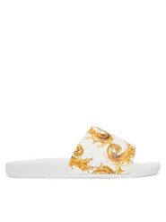 Versace Jeans Couture Klapki 80YA3SQ4 ZS365 G03 Biały. Białe klapki męskie Versace Jeans Couture, bez wzorów, z jeansu, bez zapięcia. Za 359.99 zł.