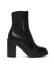 LOVE MOSCHINO Botki JA2413AG0NIA0000 Czarny. Czarne botki damskie Love Moschino, bez wzorów, ze skóry, bez obcasa, na słupku, bez zapięcia. Za 849.99 zł.