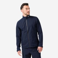 Kurtka przeciwdeszczowa do golfa męska Inesis RW500. Niebieskie kurtki męskie INESIS, l, bez wzorów, z materiału, sportowe, bez kaptura. Za 279.99 zł.