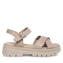 Sandały Lasocki. Brązowe sandały damskie Lasocki, bez wzorów, bez obcasa, na płaskiej podeszwie, bez zapięcia. Za 159.99 zł.