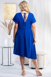 Sukienka asymetryczna kobieca z wiązaniem na plecach JANETTE chabrowa. Niebieskie sukienki damskie KARKO, na imprezę, na lato, plus size, bez wzorów, z elastanu, eleganckie, z asymetrycznym kołnierzem, plus size, bez ramiączek, mini, asymetryczne. Za 189.50 zł.