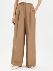 Weekend Max Mara Spodnie materiałowe Diletta 2415131062 Brązowy Wide Leg. Brązowe spodnie materiałowe damskie Weekend Max Mara, bez wzorów, ze lnu. Za 1,139.00 zł.