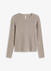 Cienki sweter z lejącej mieszanki wiskozy. Szare swetry nierozpinane damskie bonprix, bez wzorów, z wiskozy, eleganckie, bez kołnierzyka, bez ramiączek. Za 97.99 zł.