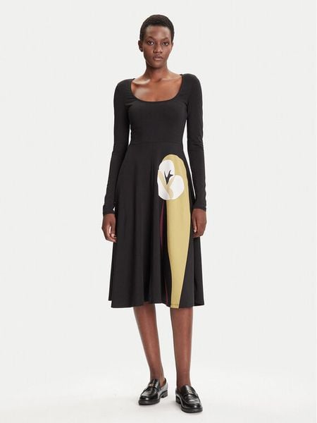 Desigual Sukienka codzienna Lirio 25WWVK29 Czarny Regular Fit. Czarne sukienki damskie Desigual, na co dzień, xl, bez wzorów, z bawełny, bez kołnierzyka, bez ramiączek, proste. Za 309.99 zł.