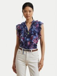 LAUREN RALPH LAUREN Bluzka 200970718001 Granatowy Relaxed Fit. Niebieskie bluzki damskie Lauren Ralph Lauren, xs, bez wzorów, z syntetyku, bez kołnierzyka, bez ramiączek. Za 679.99 zł.