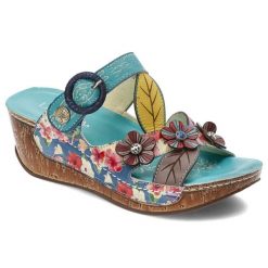 Turkusowe Klapki Laura Vita Eleganckie Obuwie Damskie. Niebieskie klapki damskie Laura Vita, bez wzorów, eleganckie, bez obcasa, na koturnie, bez zapięcia. Za 309.00 zł.