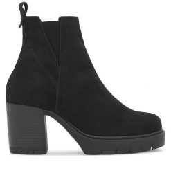 Botki Sergio Bardi. Czarne botki damskie Sergio Bardi, bez wzorów, bez obcasa, na słupku, bez zapięcia. Za 197.99 zł.