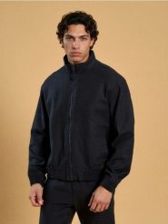 Kurtka bomberka - niebieski. Niebieskie kurtki męskie Sinsay, l, bez wzorów, bez kaptura. Za 89.99 zł.