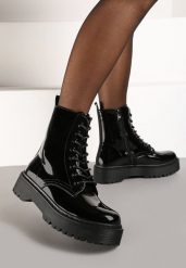Czarne Botki Workery na Grubej Podeszwie Edaliana. Czarne botki damskie Born2be, bez wzorów, z jeansu, biznesowe, bez obcasa, na płaskiej podeszwie, bez zapięcia. Za 169.99 zł.