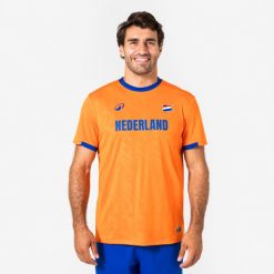 Koszulka piłkarska Holandia dla kibiców. Brązowe bluzki damskie KIPSTA, xl, bez wzorów, z materiału, sportowe, bez kołnierzyka, bez ramiączek. Za 44.99 zł.