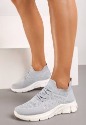 Szare Buty Sportowe z Elastyczną Wsuwaną Cholewką i Wkładką ze Skóry Naturalnej Rantia. Szare obuwie sportowe damskie Renee, bez wzorów, z gumy, bez zapięcia. Za 49.99 zł.