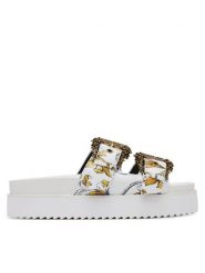 Versace Jeans Couture Klapki 78VA3SM1 ZS366 G03 Biały. Białe klapki damskie Versace Jeans Couture, bez wzorów, z jeansu, bez obcasa, bez zapięcia. Za 519.99 zł.