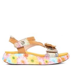 Sandały Laura Vita. Żółte sandały damskie Laura Vita, bez wzorów, bez obcasa, na płaskiej podeszwie, bez zapięcia. Za 439.99 zł.