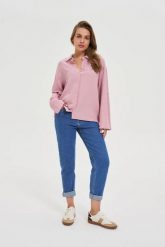 Jeansy z prostą nogawką niebieskie. Niebieskie jeansy damskie MOODO, bez wzorów, z bawełny. Za 139.99 zł.