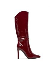 DeeZee Kozaki 197-6 Bordowy. Czerwone kozaki damskie DeeZee, bez wzorów, z materiału, bez obcasa, na szpilce, bez zapięcia. Za 249.99 zł.