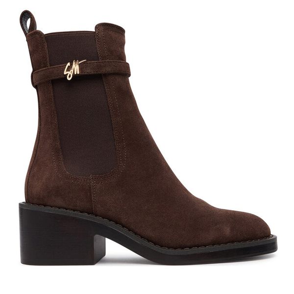 Botki Steve Madden. Brązowe botki damskie Steve Madden, bez wzorów, bez obcasa, na słupku, bez zapięcia. Za 729.99 zł.