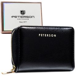 Portfel damski Peterson PTN 010-HF czarny. Czarne portfele damskie Peterson, ze skóry ekologicznej. Za 59.99 zł.