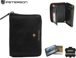 Peterson PETERSON PORTFEL MĘSKI SKÓRZANY na suwak 340 01 RFID PTN 340 2-1-1 BLACK. Czarne portfele męskie Peterson, bez wzorów. Za 194.14 zł.