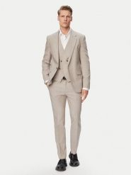 HUGO Garnitur Arti/Hesten242V1X 50559671 Beżowy Extra Slim Fit. Brązowe garnitury męskie Hugo, m, bez wzorów, z bawełny. Za 2,599.00 zł.