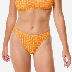 Dół kostiumu kąpielowego damski Decathlon Nina Keyshot. Brązowe bikini Decathlon, bez wzorów, z elastanu. Za 39.99 zł.
