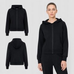 BLUZA DAMSKA DRESOWA 4F ROZPINANA Z KAPTUREM Z MODALEM KOLOR CZARNY. Czarne bluzy damskie 4F, l, bez wzorów, z dresówki, klasyczne, bez ramiączek, z kapturem. Za 199.99 zł.