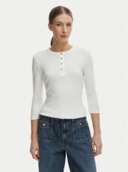 Tommy Hilfiger Bluzka WW0WW49629 Écru Slim Fit. Białe bluzki damskie Tommy Hilfiger, l, bez wzorów, z bawełny, bez kołnierzyka, bez ramiączek. Za 329.99 zł.