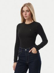 Tommy Jeans Bluzka DW0DW23524 Czarny Slim Fit. Czarne bluzki damskie Tommy Jeans, xl, bez wzorów, z jeansu, bez kołnierzyka, bez ramiączek. Za 189.99 zł.