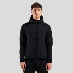 Kurtka hybrydowa męska ODLO Zeroweight Insulator Mid Layer Hoody Full Zip. Czarne kurtki sportowe męskie ODLO, m, bez wzorów, z dżerseju, z kapturem, narciarskie. Za 899.99 zł.