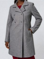 Płaszcz z guzikami ozdobnymi - szary. Szare płaszcze damskie Sinsay, l, bez wzorów, bez kołnierzyka, bez kaptura. Za 119.99 zł.