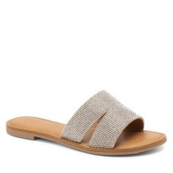 Klapki JENNY. Szare klapki damskie Jenny, bez wzorów, bez obcasa, bez zapięcia. Za 119.99 zł.